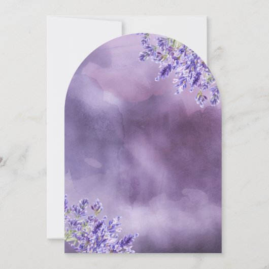 月のラベンダーアーチベイビーシャワーの上にいる 招待状 (裏面)