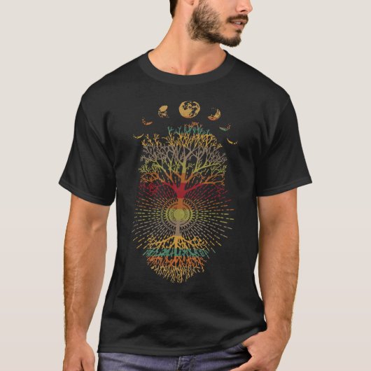 月のレトロSの生命の木の位相 Tシャツ (正面)