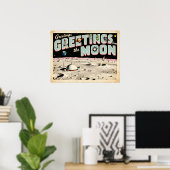 月のレトロSci-Fiポスター ポスター (ホームオフィス)