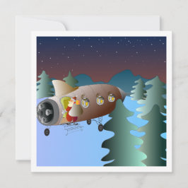 月のロケットのクリスマスカード シーズンカード