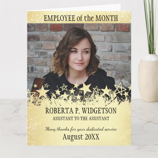 月のロックスターの金ゴールドの写真の従業員 サンキューカード (正面)