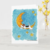 月のワイヤーフォックステリア犬 カード (黄色い花)