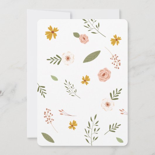 月のワイルドフラワーの赤ちゃんシャワーの上で 招待状 (裏面)