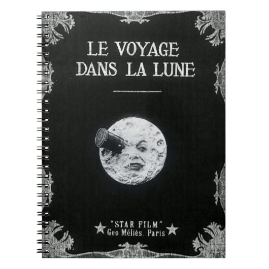 月のヴィンテージのレトロのフランスのな映画館への旅行 ノートブック (正面)