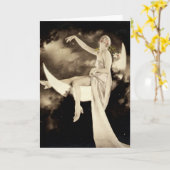 月のヴィンテージの写真カードの愛情のある生命フラッパー カード (黄色い花)