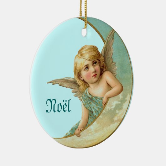 月のヴィンテージの天使あなたの一流のクリスマスのオーナメント セラミックオーナメント (右)