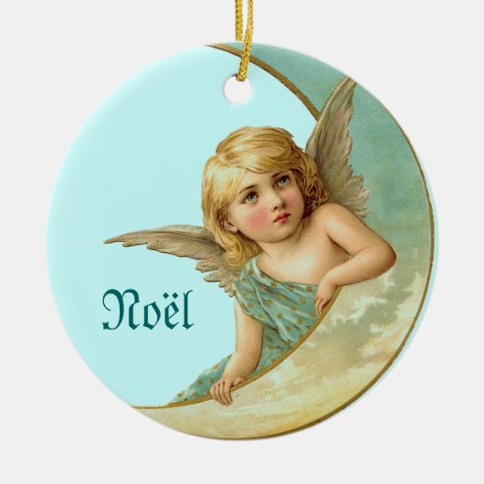 月のヴィンテージの天使あなたの一流のクリスマスのオーナメント セラミックオーナメント (正面)