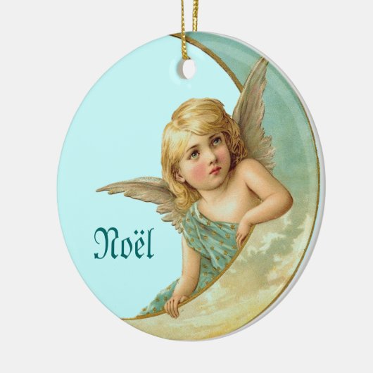 月のヴィンテージの天使あなたの一流のクリスマスのオーナメント セラミックオーナメント (左)