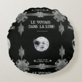 月のヴィンテージの映画館ゲオルゲスMeliesへの旅行 ラウンドクッション (正面)