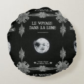 月のヴィンテージの映画館ゲオルゲスMeliesへの旅行 ラウンドクッション (裏面)