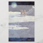 月のヴィンテージの空想科学小説の宇宙飛行士のエイリアン 便箋 (正面)