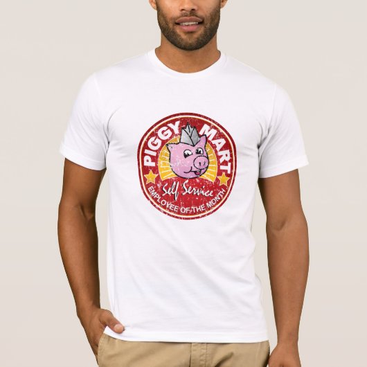 月のヴィンテージの豚のような市場の従業員 Tシャツ (正面)