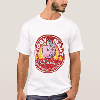 月のヴィンテージの豚のような市場の従業員 Tシャツ