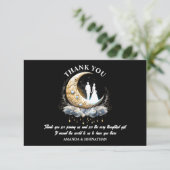 月の三日月天体カップルのシルエット夜 サンキューカード (スタンド正面)