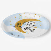 月の上きらめく子供の誕生日 ペーパープレート (アングル)