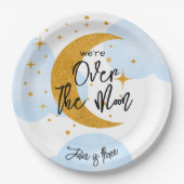 月の上きらめく子供の誕生日 ペーパープレート (正面)