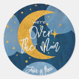 月の上きらめく子供の誕生日 ラウンドシール