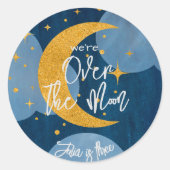 月の上きらめく子供の誕生日 ラウンドシール (正面)