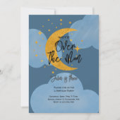 月の上きらめく子供の誕生日 招待状 (正面)