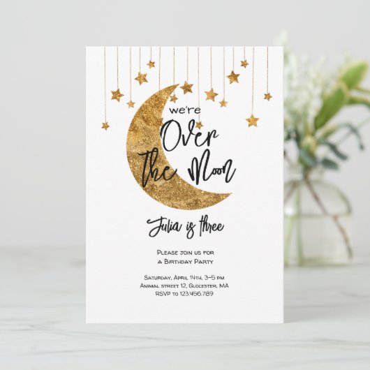 月の上きらめく子供の誕生日 招待状 (スタンド正面)