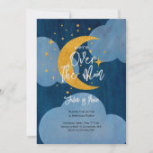 月の上きらめく子供の誕生日 招待状 (正面)