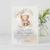 月の上でクマの赤ちゃんシャワーサンキューカード サンキューカード (スタンド正面)