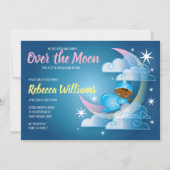 月の上でクラッドベビーシャワー – より暗い肌 招待状 (正面)