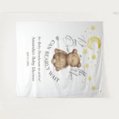 月の上でテディベア赤ちゃんシャワー背景 タペストリー (正面(横))