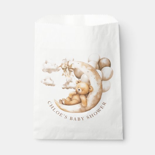 月の上でテディベア赤ちゃんシャワー フェイバーバッグ (正面)