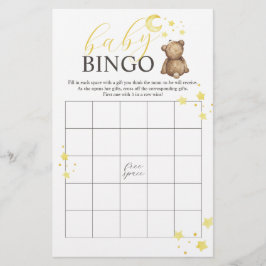 月の上でテディベアBINGO赤ちゃんシャワーゲーム チラシ