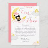 月の上でパンダのベアーガールベイビーシャワー サンキューカード (正面/裏面)