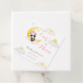 月の上でパンダのベアーガールベイビーシャワー フェイバータグ (インサイチュ)