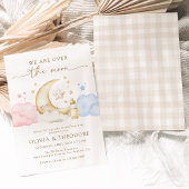 月の上でピンクと青のジェンダーがパーティーを明かす 招待状