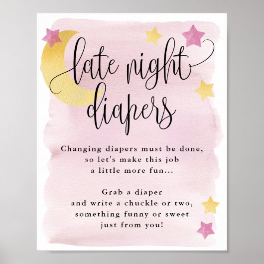 月の上でピンクの深夜おむつ活動 ポスター (正面)