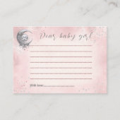 月の上でピンクの赤ちゃんシャワー時間カプセルカード エンクロージャーカード (正面)