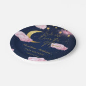 月の上でピンクの赤ちゃんシャワー ペーパープレート (アングル)