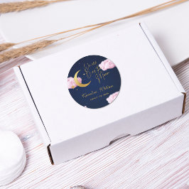 月の上でピンクの赤ちゃんシャワー ラウンドシール