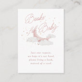 月の上でピンクの金ゴールド星の赤ちゃんシャワーの本 エンクロージャーカード (正面)