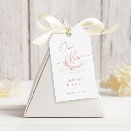 月の上でピンクの金ゴールド星ベビーシャワー ギフトタグ