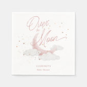 月の上でピンクの金ゴールド星ベビーシャワー スタンダードカクテルナプキン (正面)