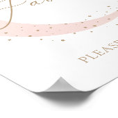 月の上でピンク赤ちゃんシャワーが好意サイン ポスター (角)