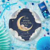 月の上でベビーの天をテーマにした赤ちゃんシャワー ペーパープレート (パーティー)