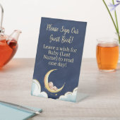 月の上でベビーの天をテーマにした赤ちゃんシャワー 台座サイン (インサイチュ)