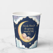 月の上でベビーの天をテーマにした赤ちゃんシャワー 紙コップ (裏面)