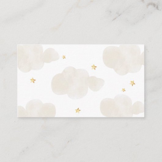 月の上でベビーシャワーベビーの本 エンクロージャーカード (裏面)