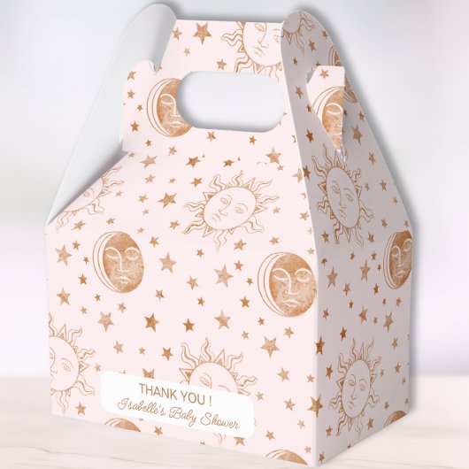 月の上でボホ天女の子の赤ちゃんシャワー フェイバーボックス