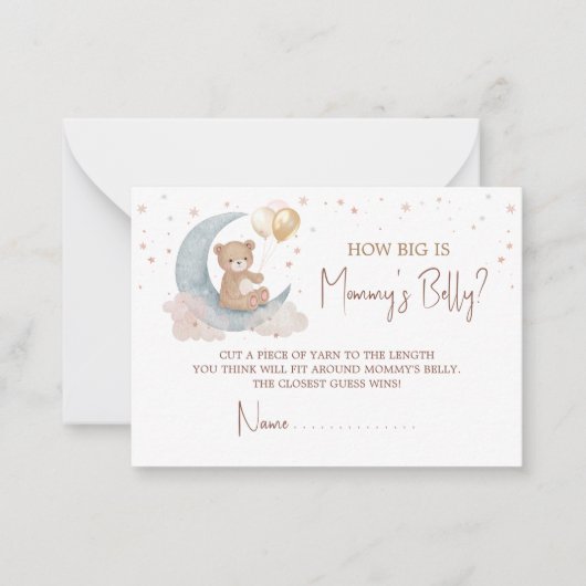 月の上でママのベリーカードがどれくらい大きいか推測 ノートカード (正面)