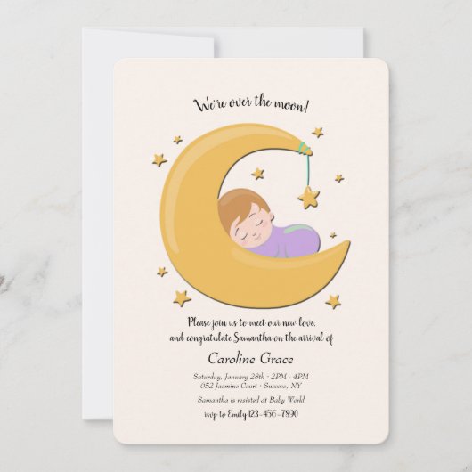 月の上で出会い挨拶招待状 招待状 (正面)