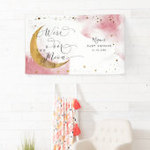 月の上で夢想的なピンクの空の赤ちゃんシャワー 横断幕 (インサイチュ)