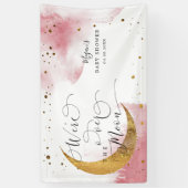 月の上で夢想的なピンクの空の赤ちゃんシャワー 横断幕 (縦)